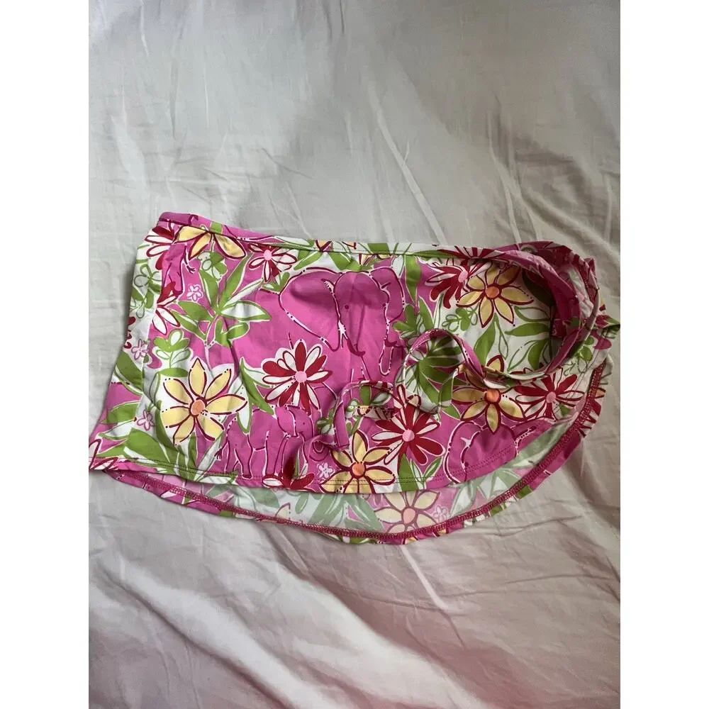 Lilly Pulitzer kids Pink Floral Tropical Swim Bottom Stretch Tactel Lycra Size 8